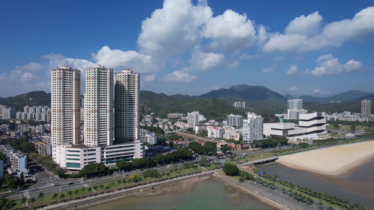 广东珠海城市风光地标建筑航拍 