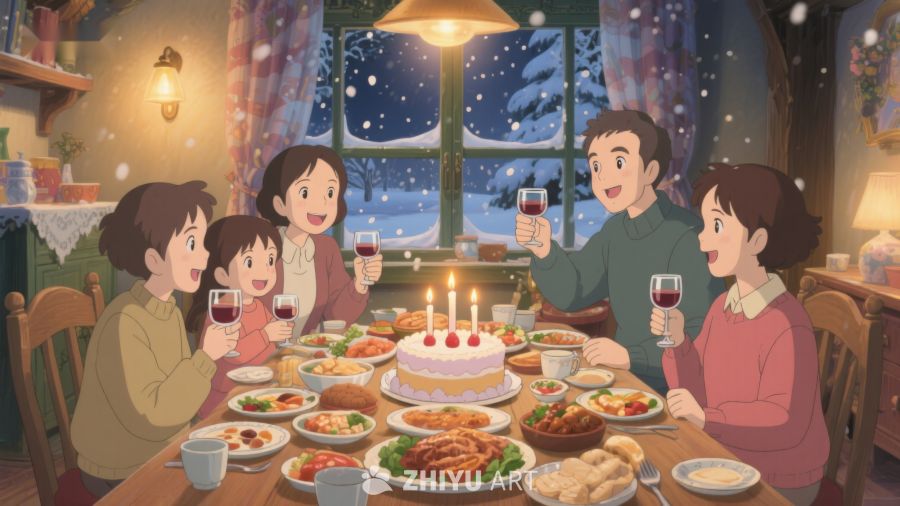 温馨家庭聚餐庆祝生日 252