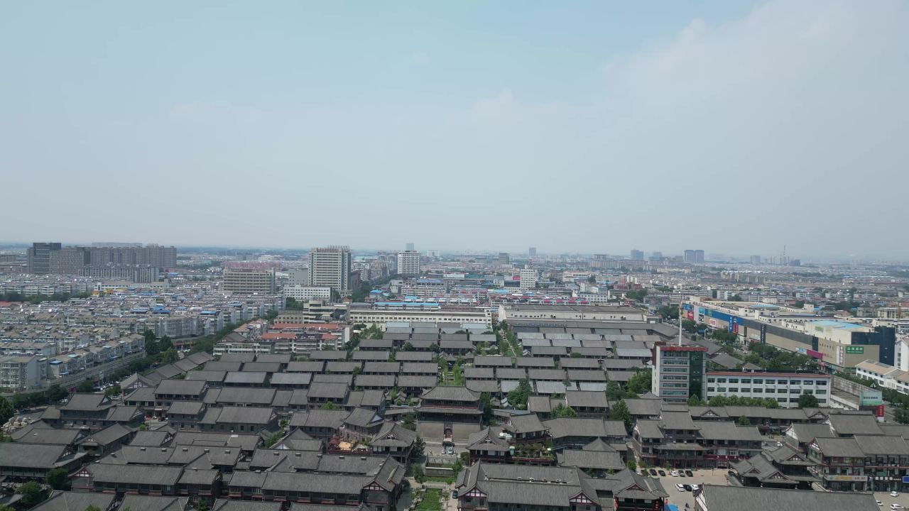 航拍山东潍坊青州古城5A景区
