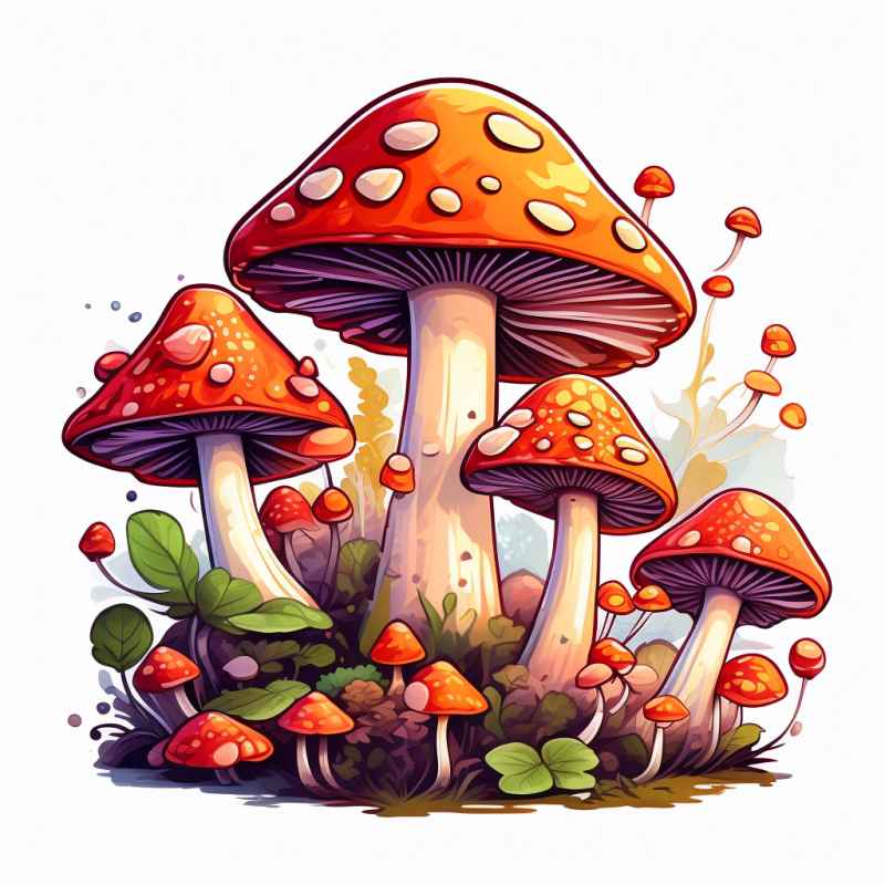 色彩缤纷的卡通蘑菇有浅橙色 1