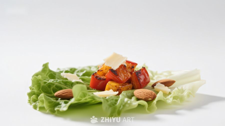 生菜配烤蔬菜与坚果