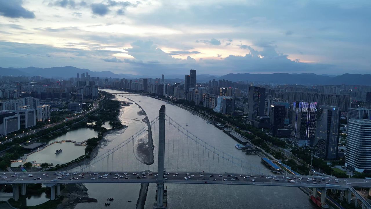 航拍福建福州鼓山大桥夜景