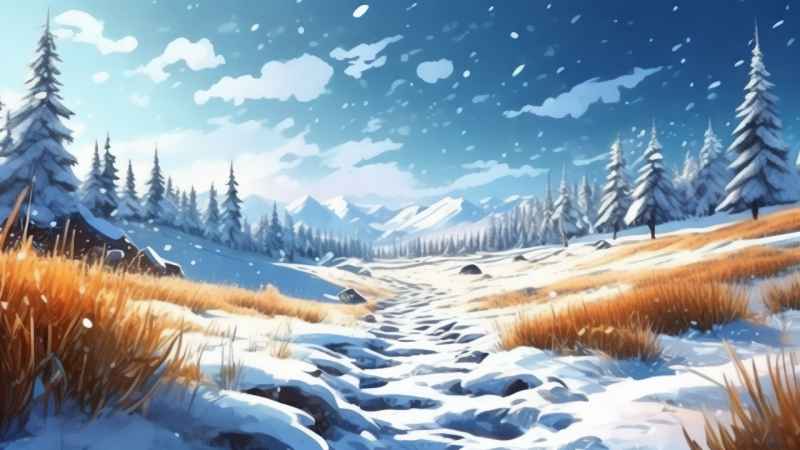 冬季背景图插画雪山雪景 27