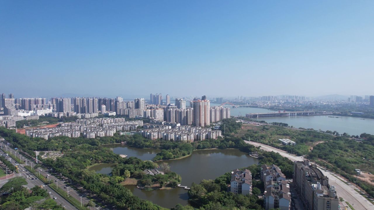 广东惠州城市风光地标建筑航拍 