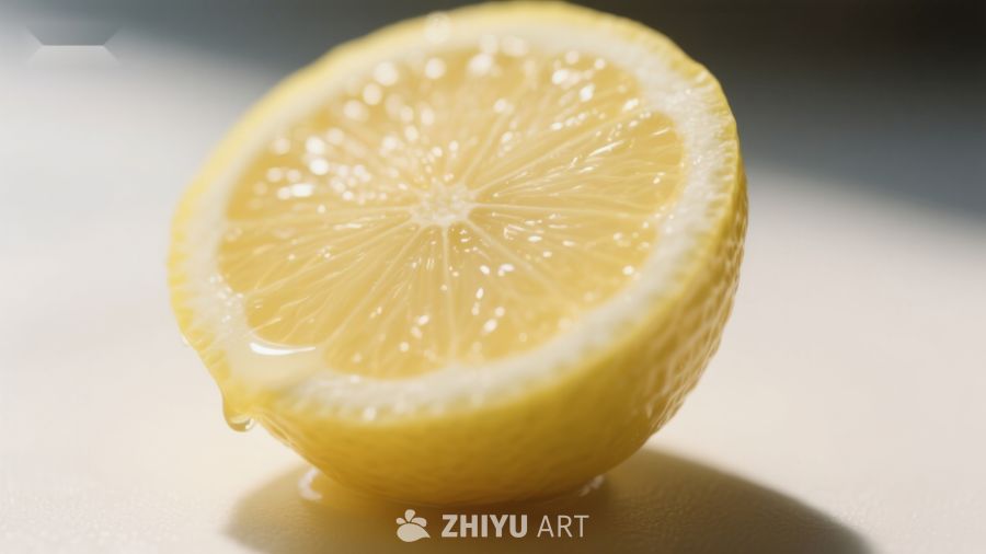 新鲜柠檬切面特写