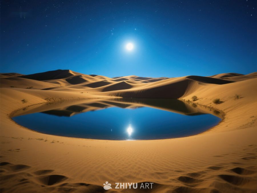 沙漠夜景：月光下的水洼倒影 97