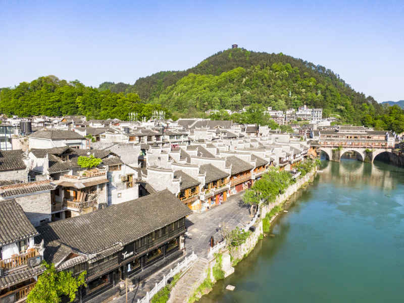湖南湘西凤凰古城航拍