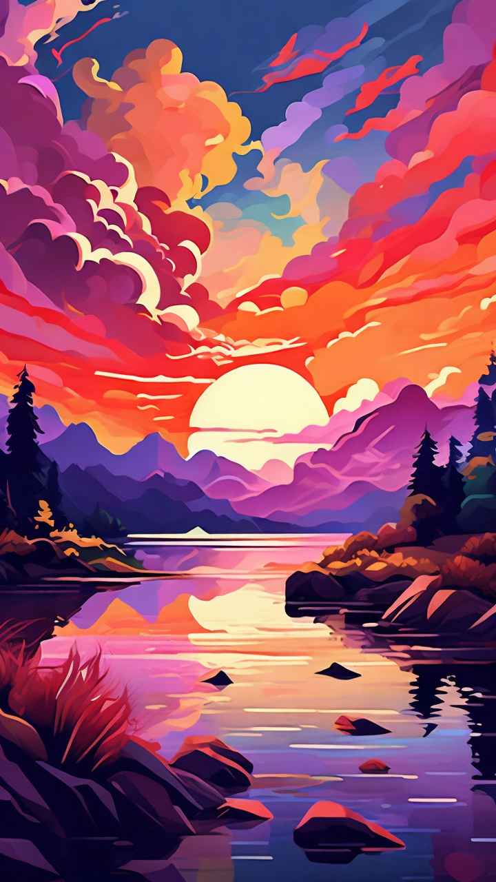 火烧云自然主题插画 31