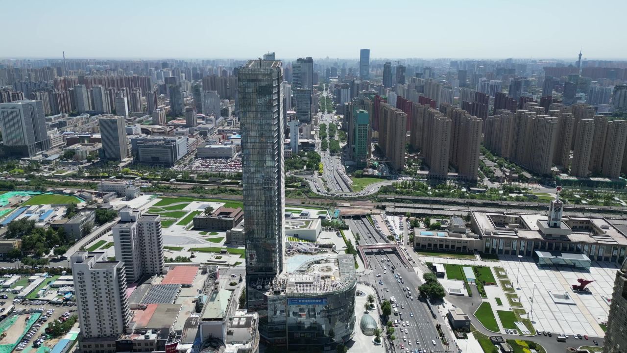  航拍河北石家庄城市建设石家庄大景