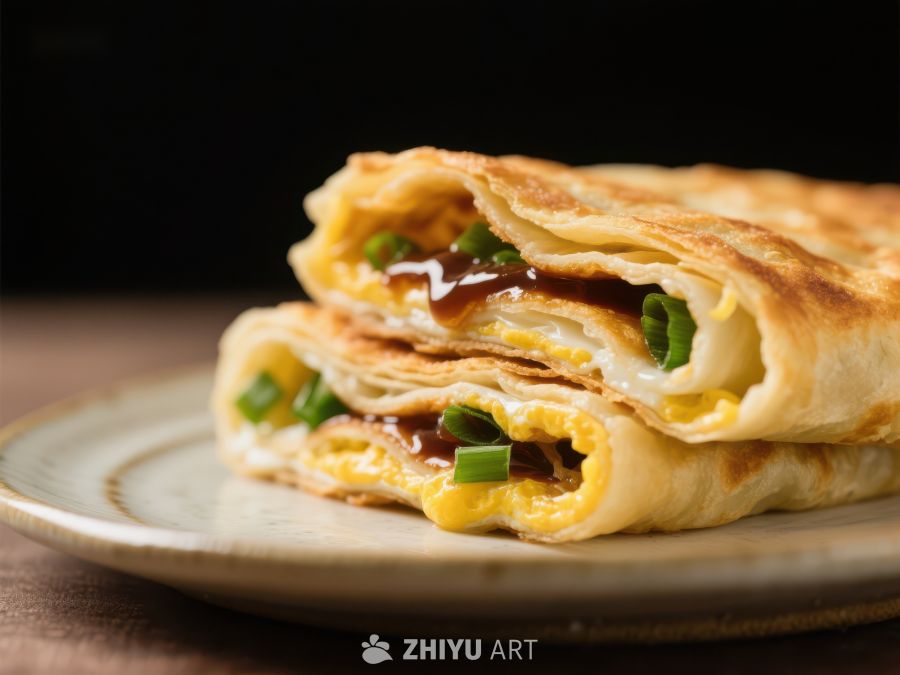 煎饼果子：美味早餐的诱人特写 374