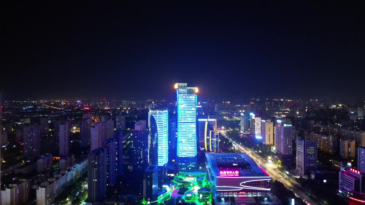 河南洛阳城市风光旅游景区航拍 