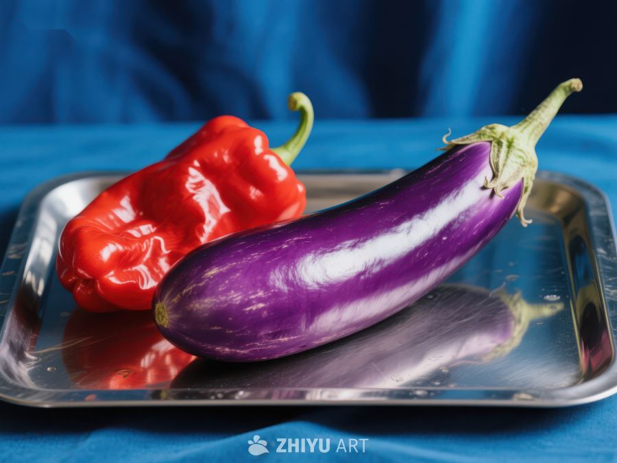 紫色茄子与红色甜椒静物图 862