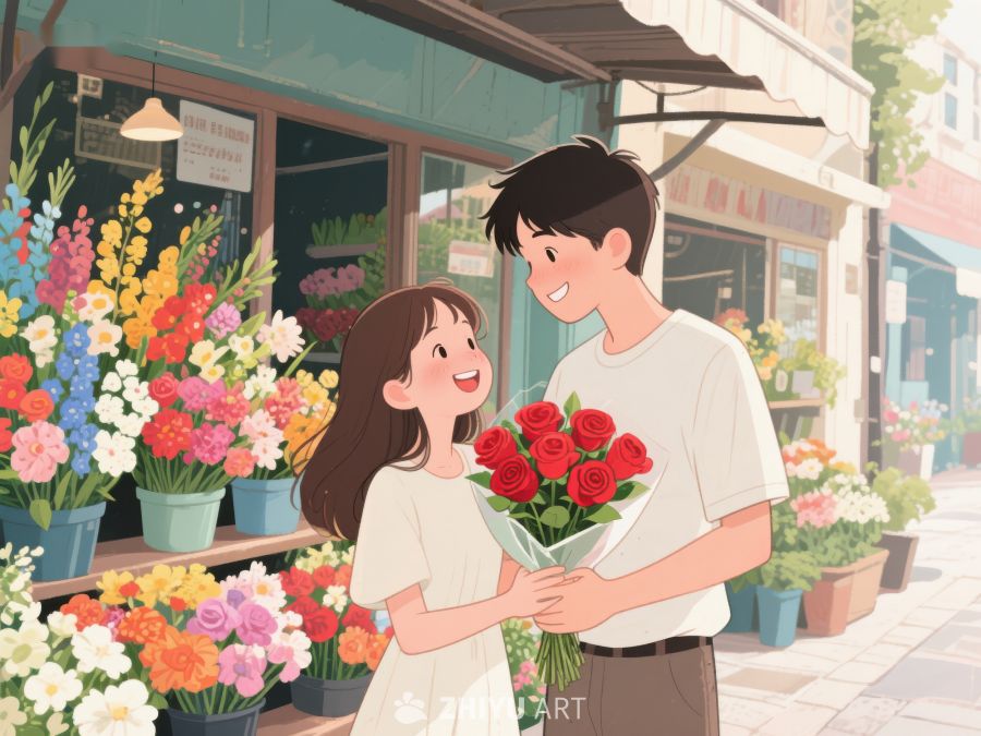 花店前的温馨时刻 333