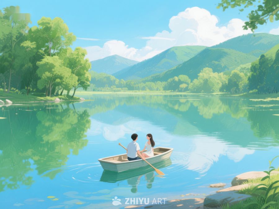 湖畔划船，静享自然美景 302