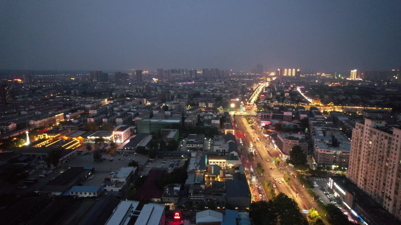 河南洛阳城市夜景航拍