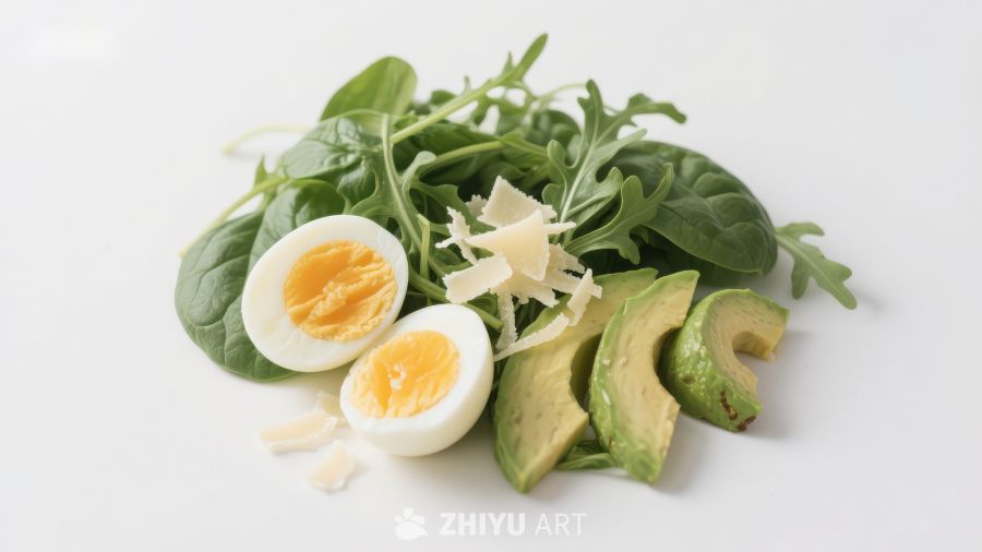 鸡蛋、牛油果与芝麻菜的健康组合