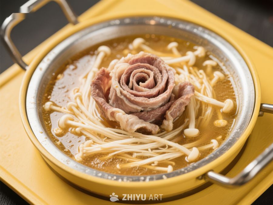 金针菇汤中的牛肉玫瑰 388
