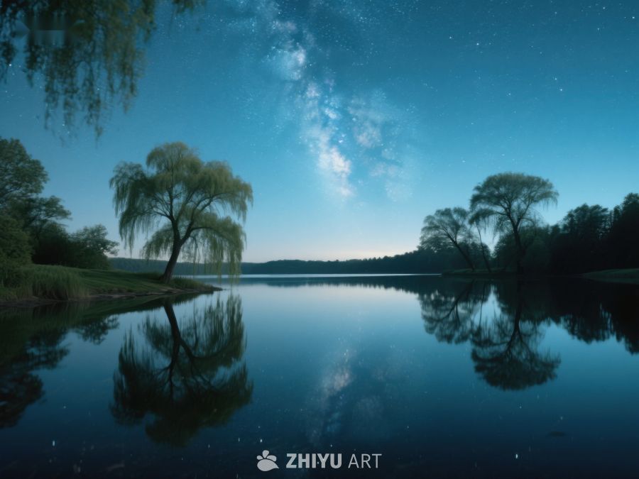 夜空下的湖畔倒影 340
