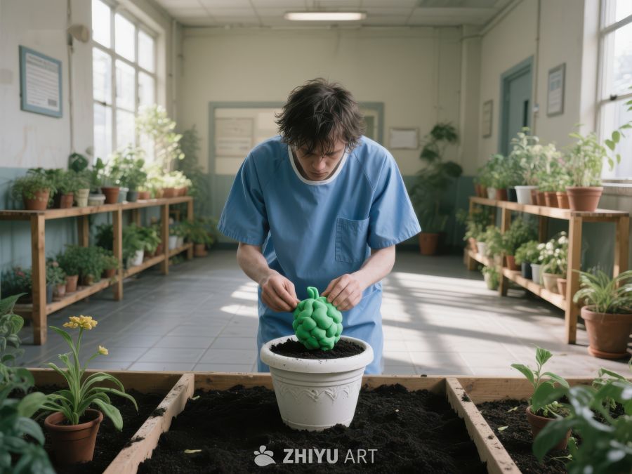 室内园艺：专注种植的青年 554