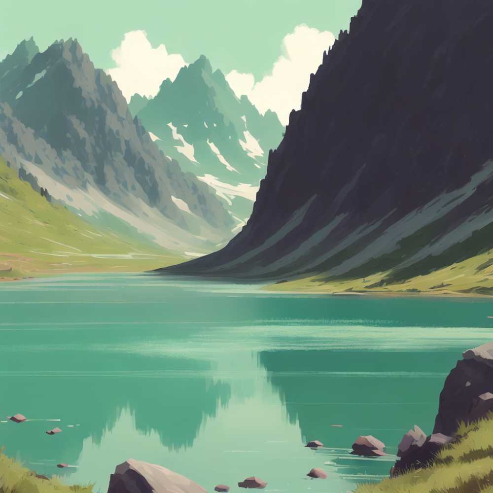 浅绿色山水画1