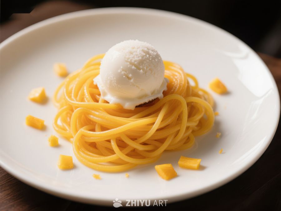 意面配冰淇淋创意美食