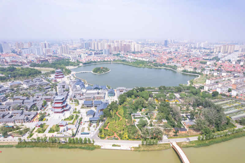 河北沧州城市风光地标建筑航拍图 