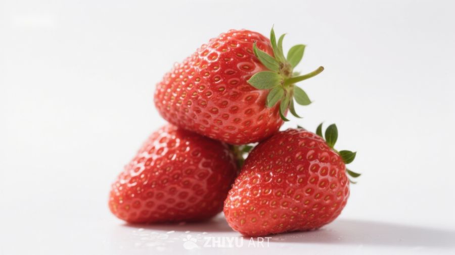 新鲜草莓堆叠特写