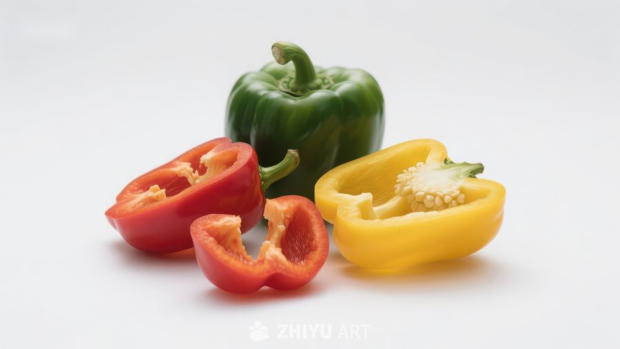 多彩甜椒，新鲜切片展示