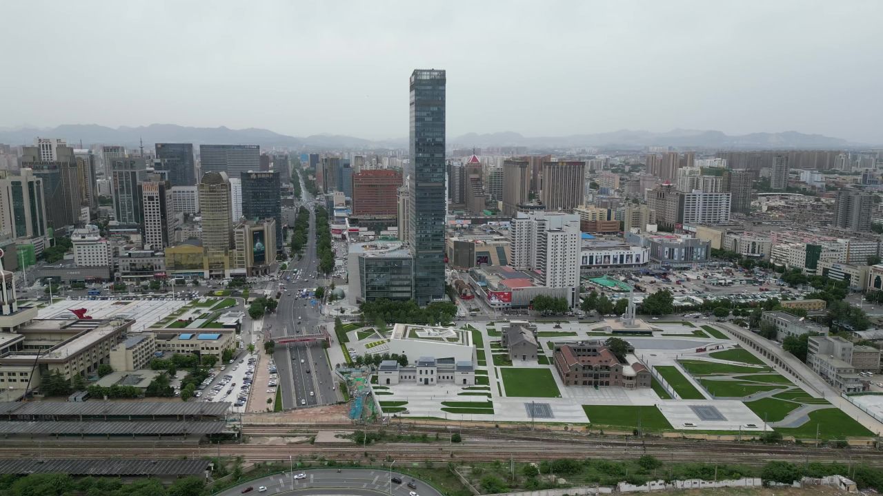  航拍石家庄城市cbd