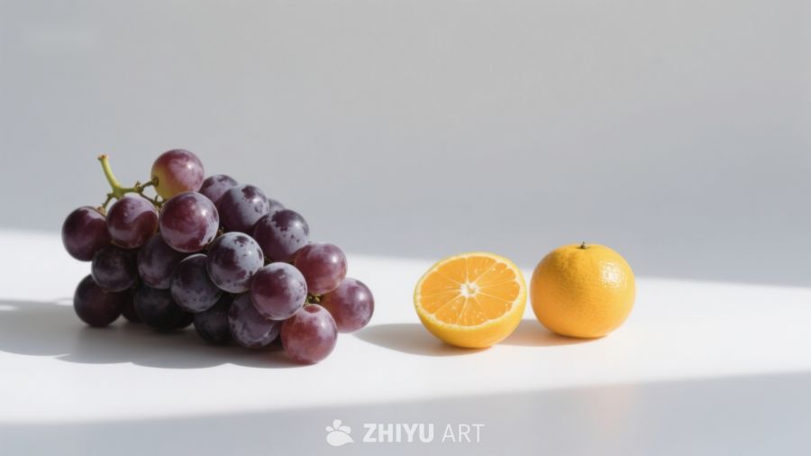葡萄与橙子的静物组合 331