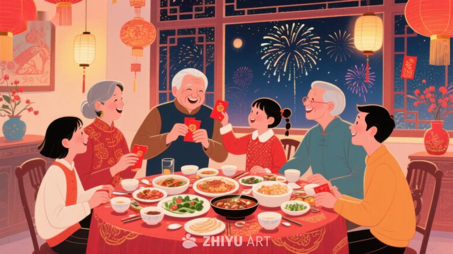 家庭共庆春节团圆饭 451