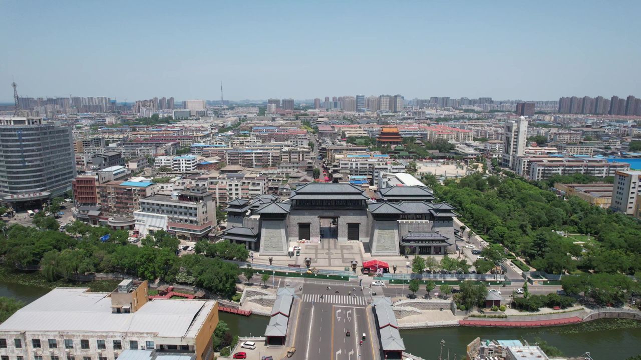 河南许昌城市风光地标建筑航拍 