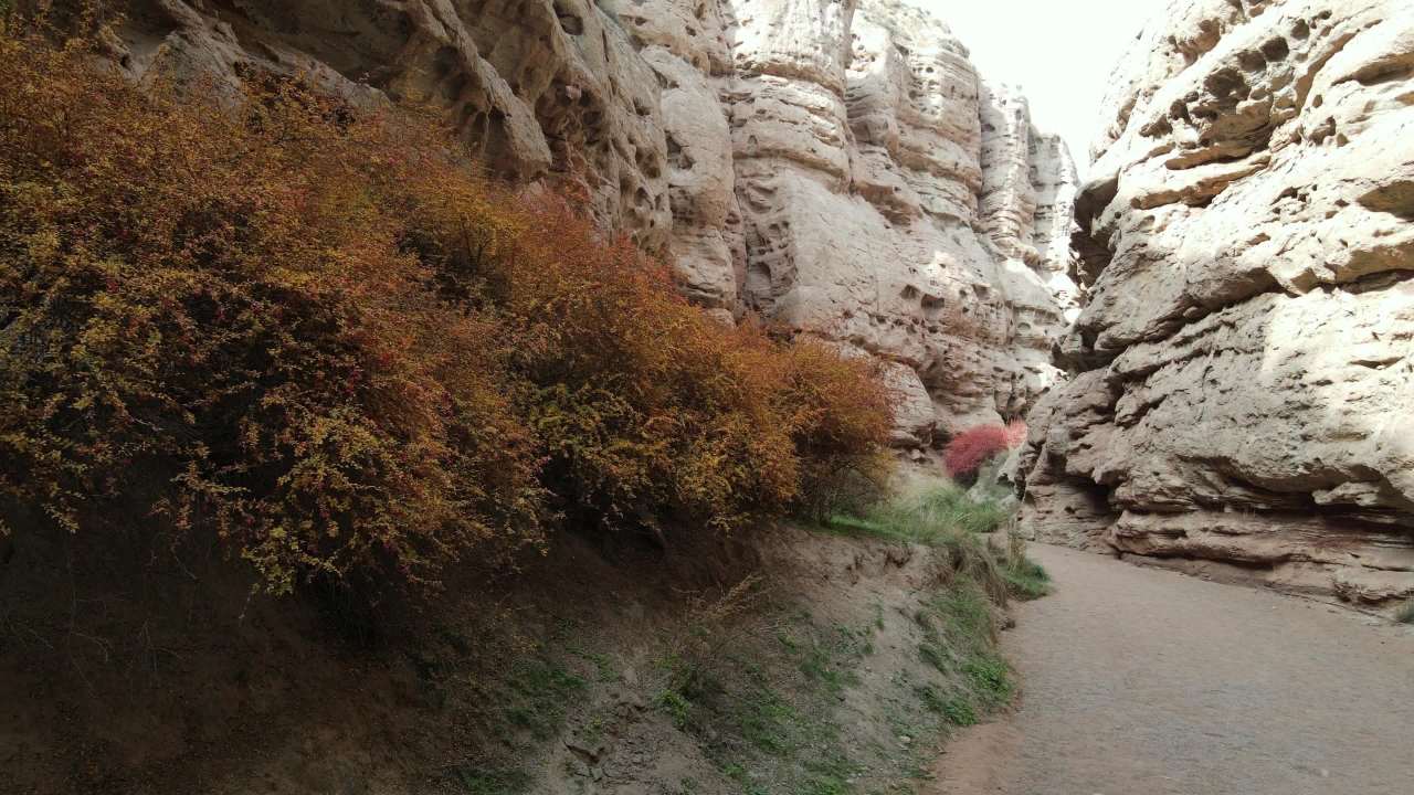 航拍穿行在甘肃张掖平山湖大峡谷的峡谷底部 1