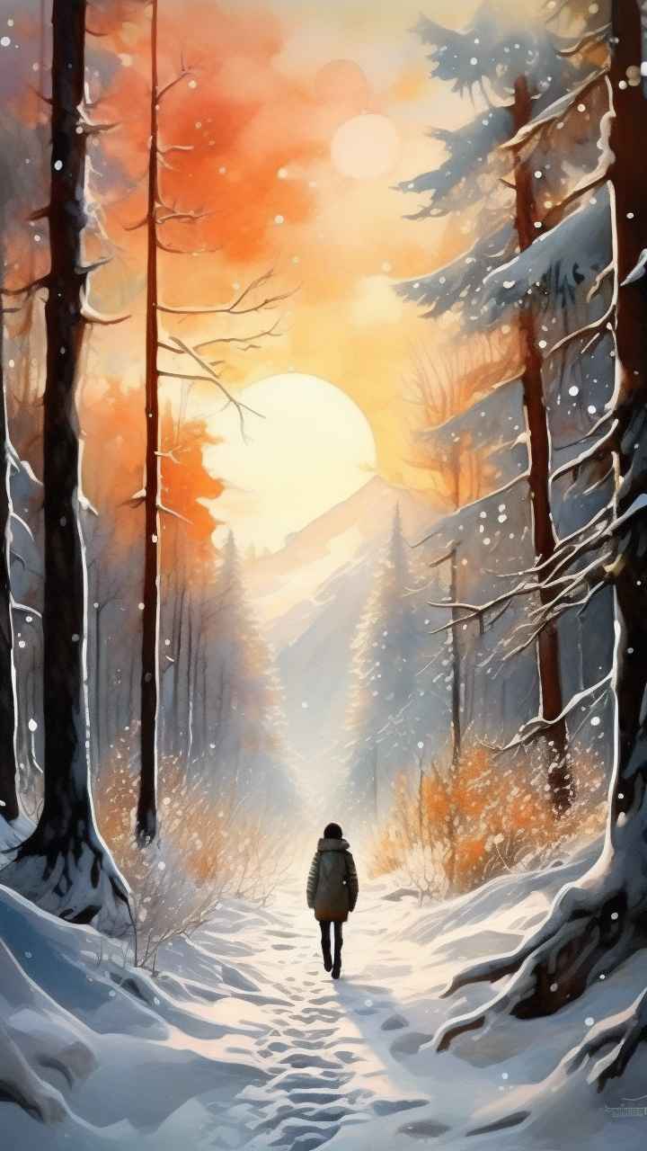 冬季背景图插画雪山雪景 3