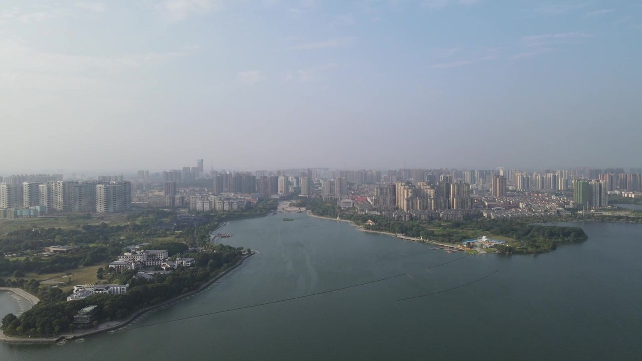 湖南岳阳城市风光航拍 