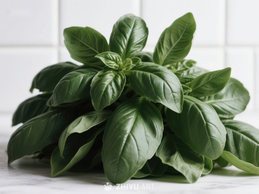 新鲜绿叶罗勒植物特写 475