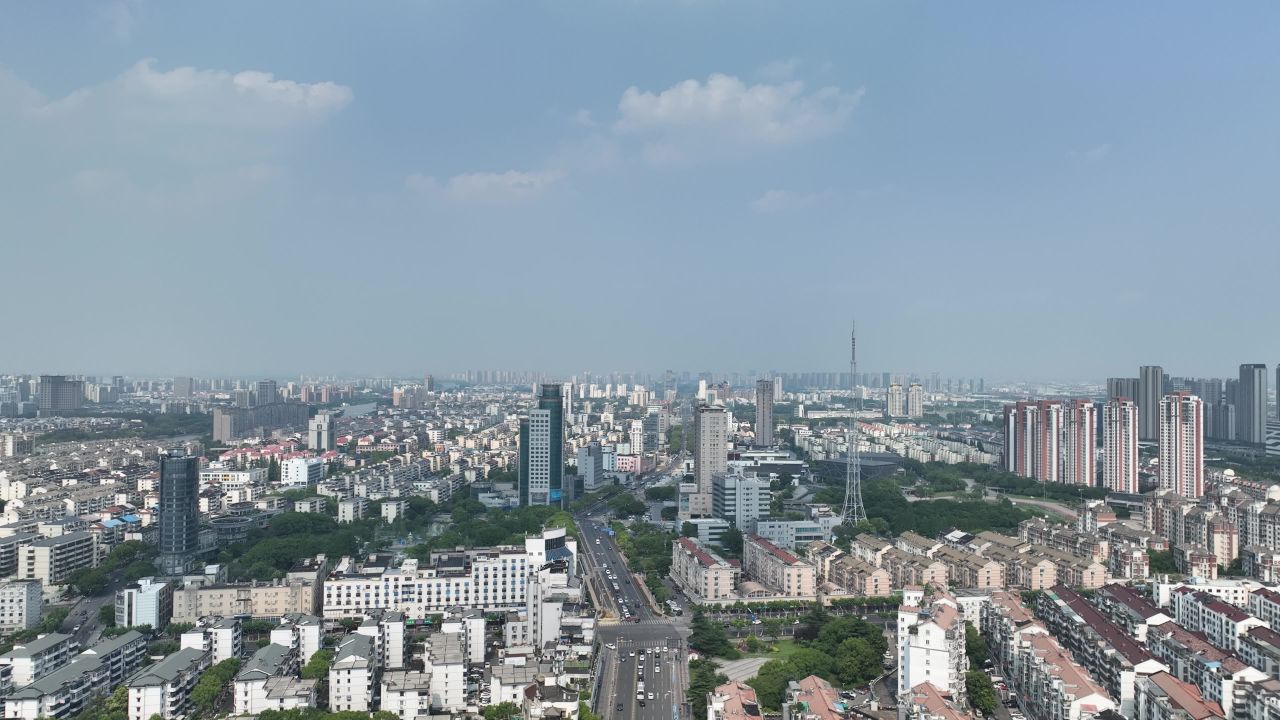 航拍昆山市区