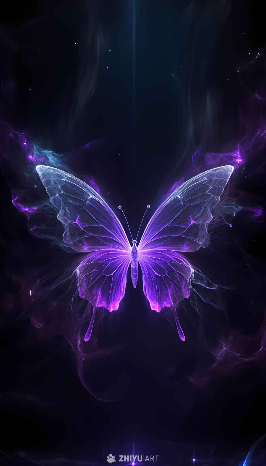 梦幻霓虹紫蝴蝶 未来科技感发光装饰元素 4
