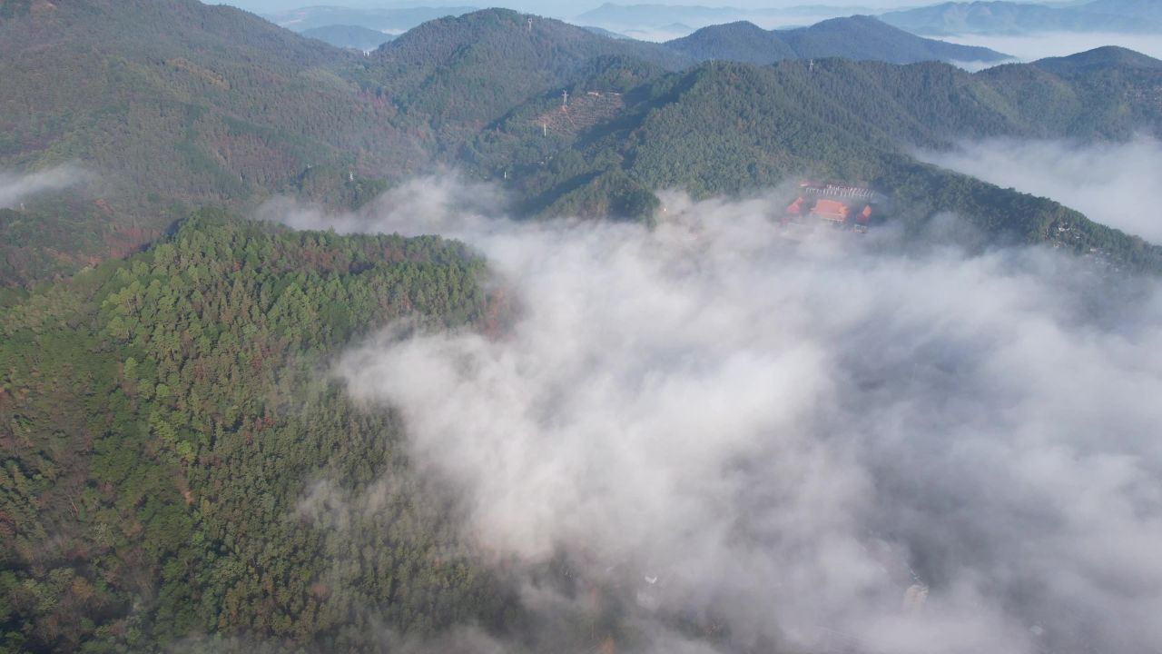 祖国壮丽河山清晨云海云雾缭绕航拍 