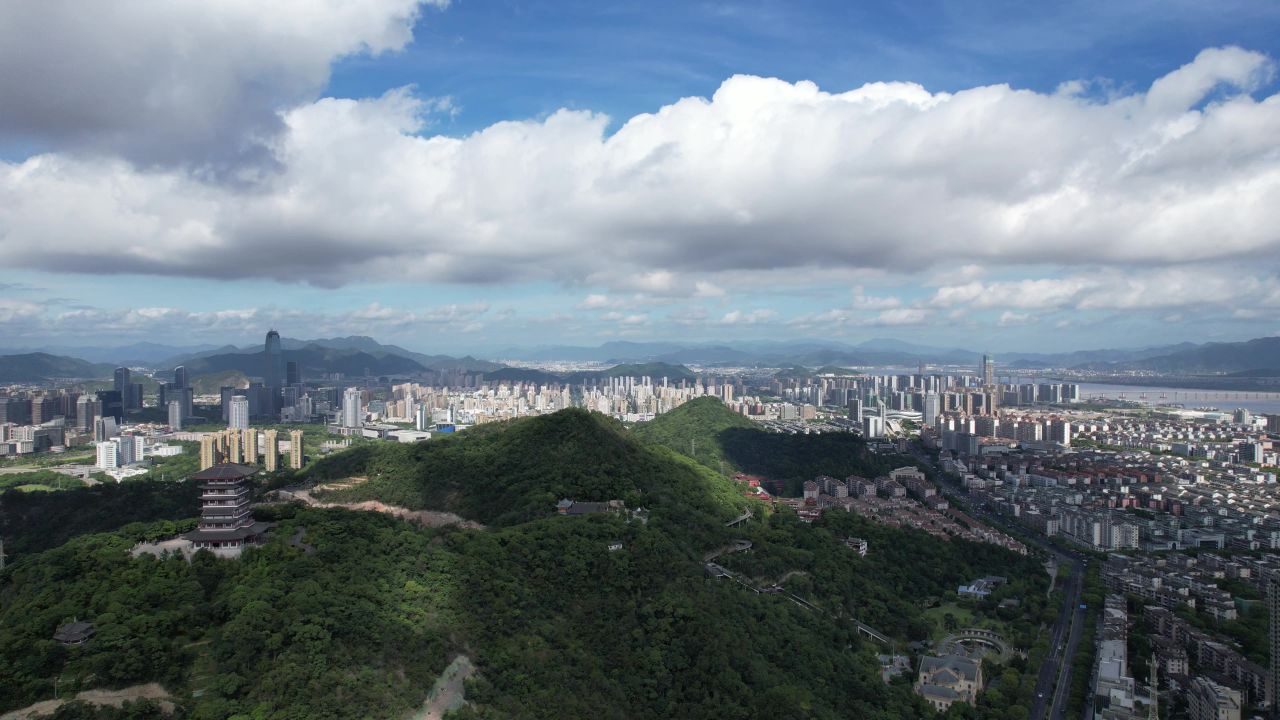 浙江台州白云阁地标建筑航拍