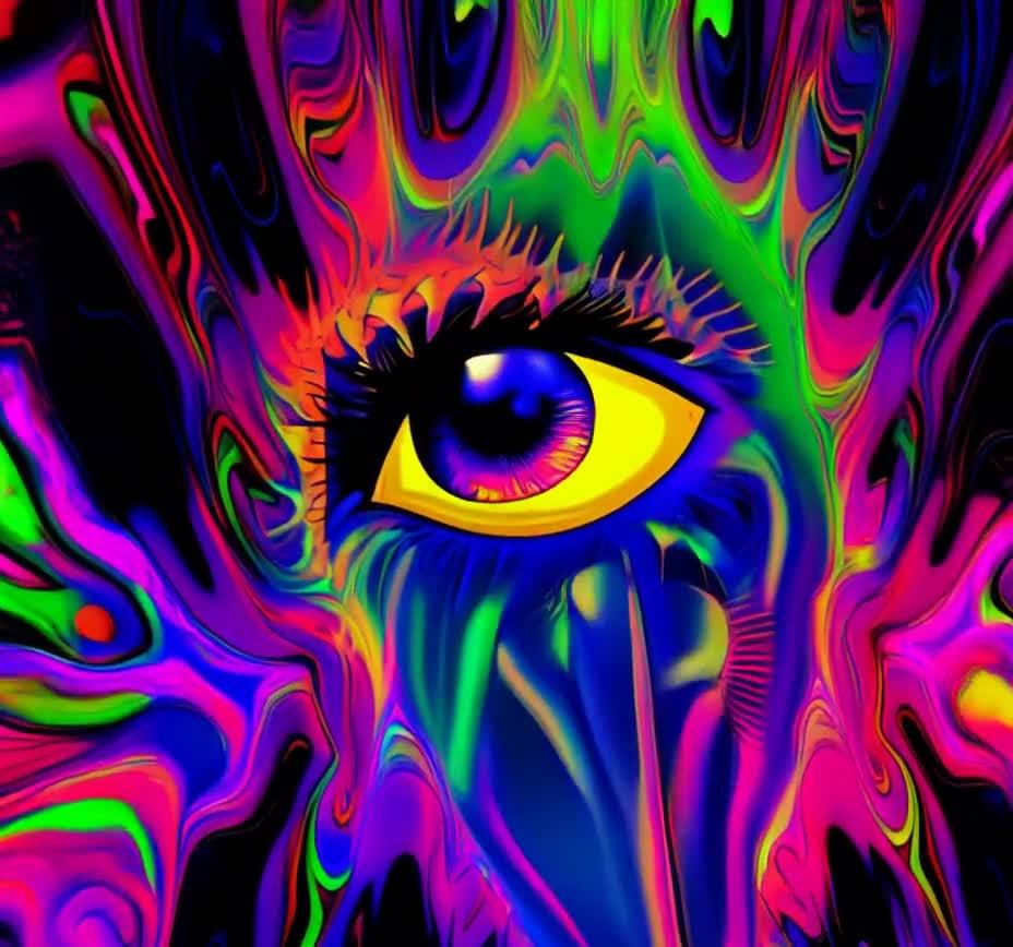 眼睛周围环绕着带刺的结构，类似捕蝇草的边缘。眼睛虹