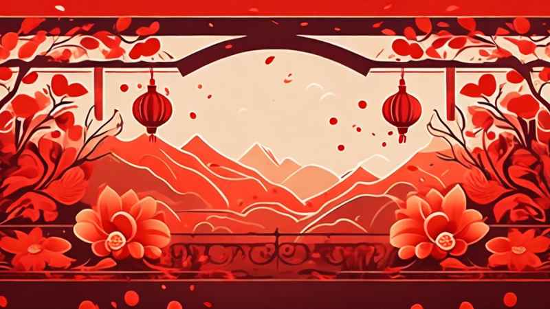 春节窗花简约插画背景 3