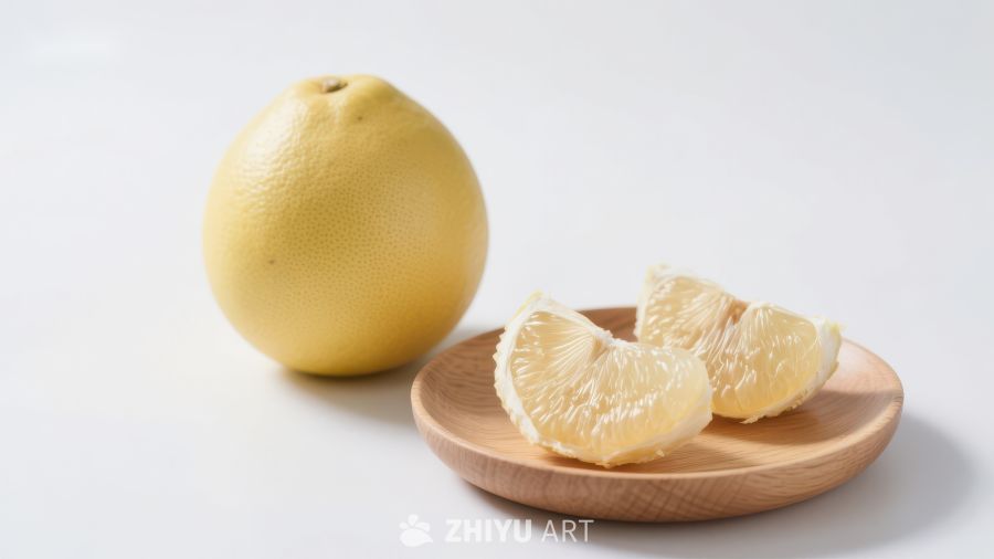 新鲜柚子与切片展示