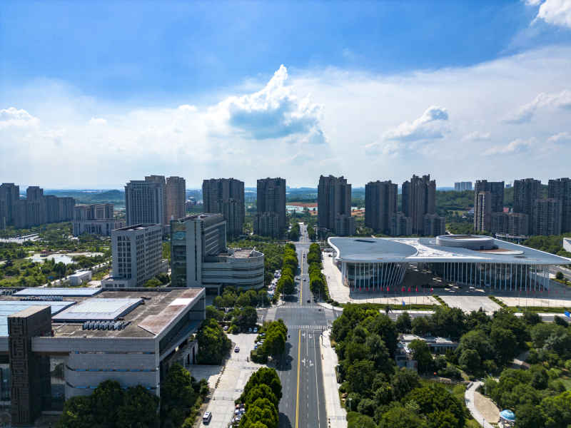 江西吉安城市风光航拍图 