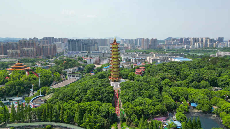 航拍湖北鄂州莲花山