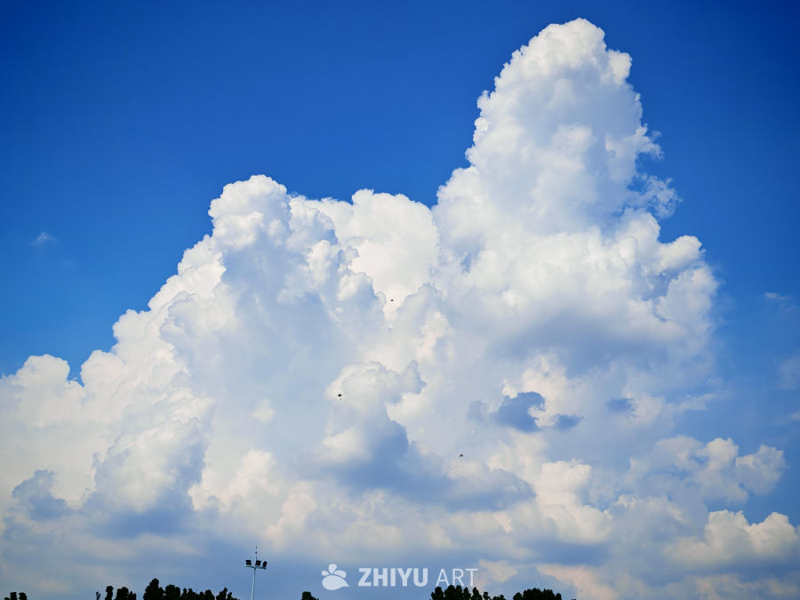 蓝天白云下的宁静时光