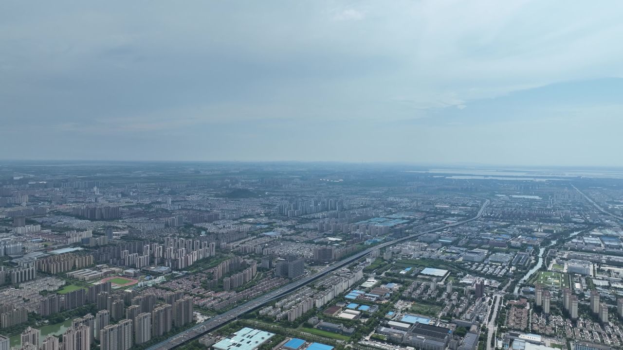 4K高空航拍昆山城市大景