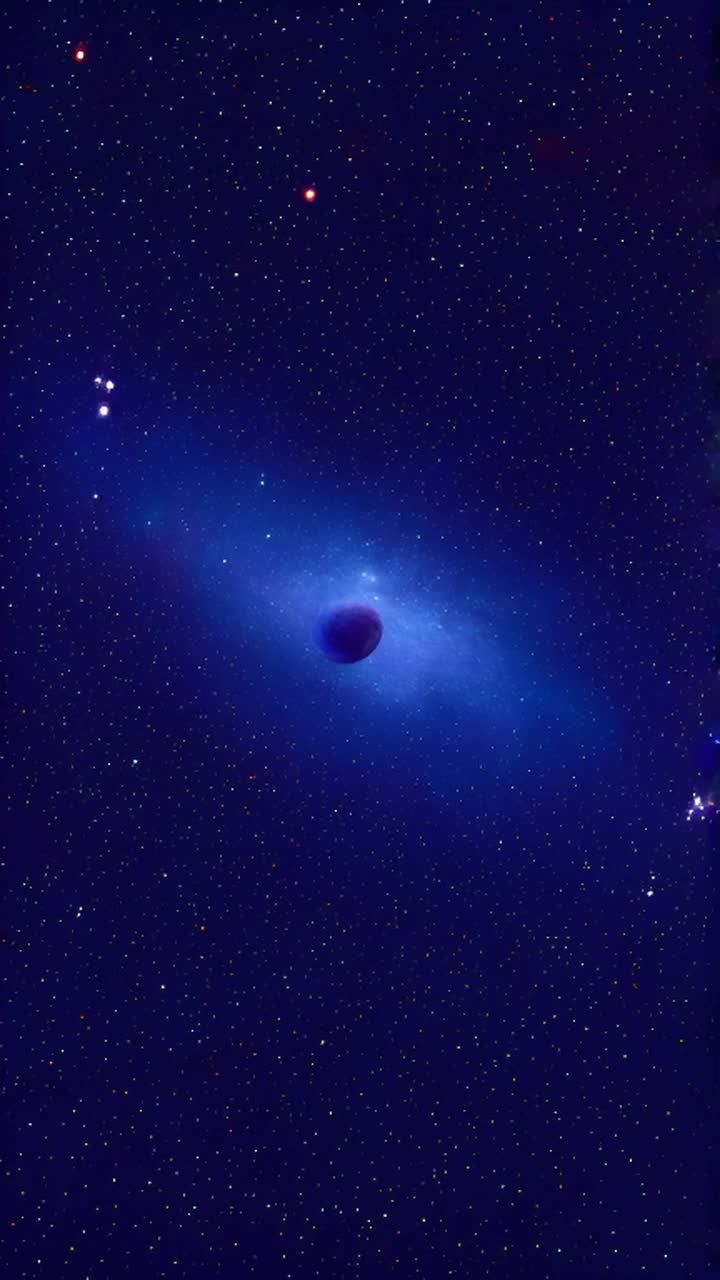 深蓝色背景中散布着许多白色小点，类似星空。在中心区