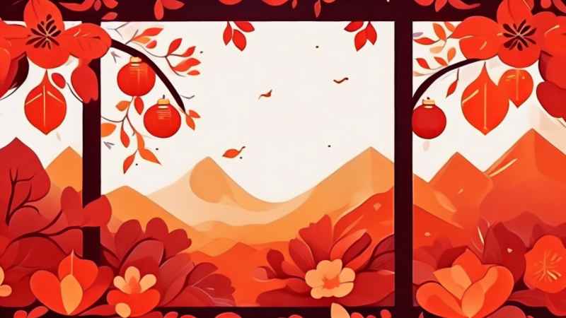 春节窗花简约插画背景 18