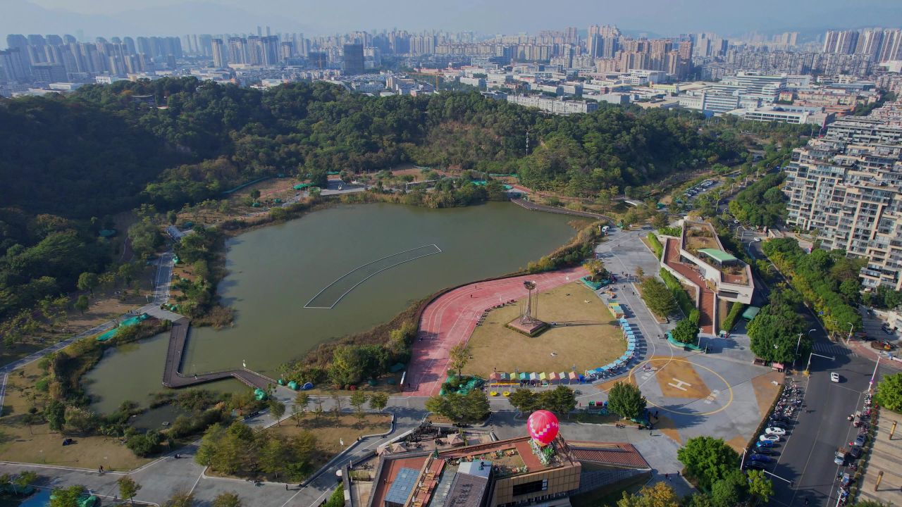 航拍福州飞凤山公园景观